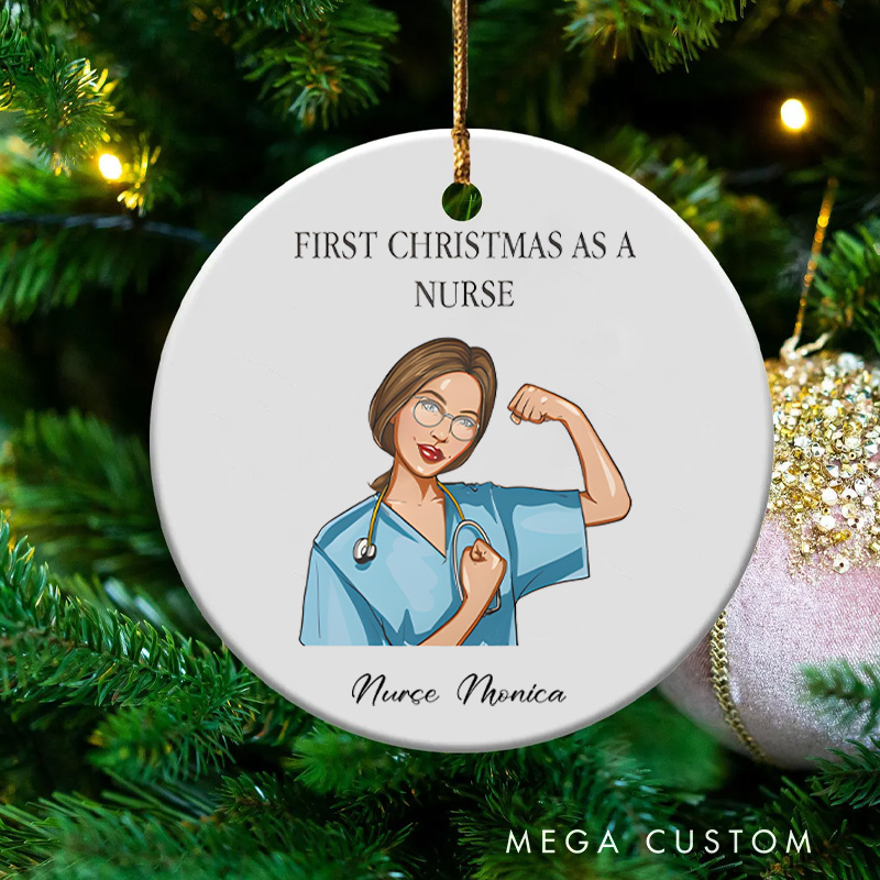 Personalized Nurse Christmas Ornament First Christmas as a Nurse Design Christmas Ornament New Nurse Gift Funny Nursing Gifts