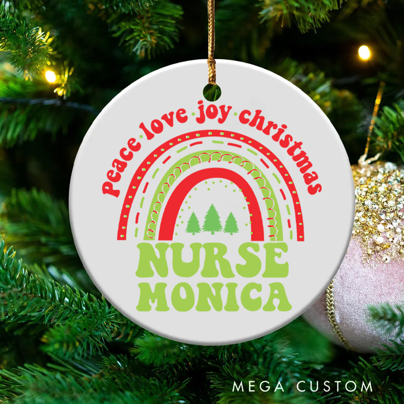 Personalized Nurse Christmas Ornament Peace Love Joy Nurse Design Christmas Ornament New Nurse Gift Funny Nursing Gifts