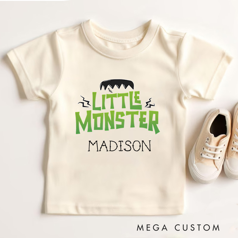 Personalized Little Monster Halloween Shirt for Kids Perfect for Fun and Playful Outfits During Spooky Season Kids T-Shirt