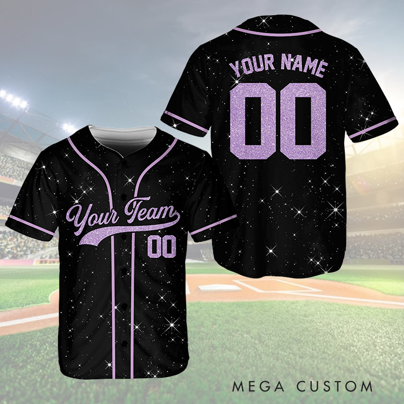 Personalized Glitter Baseball Jersey with Custom Team Name and Number  