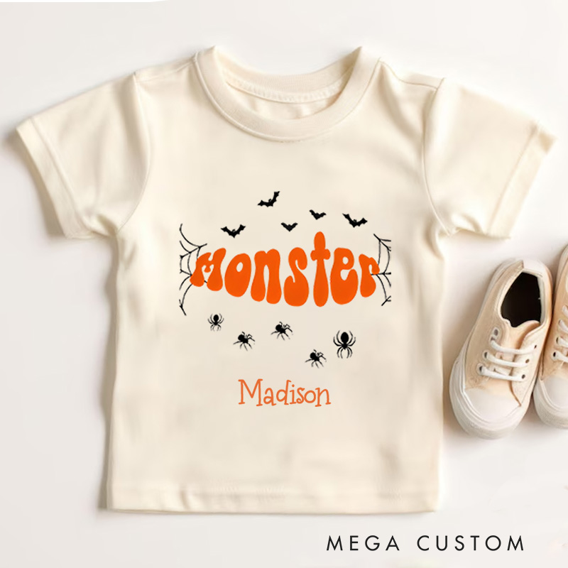 Personalized Monster Halloween Shirt for Kids Perfect for Fun and Spooky Outfits During Halloween Celebrations Kids T-Shirt