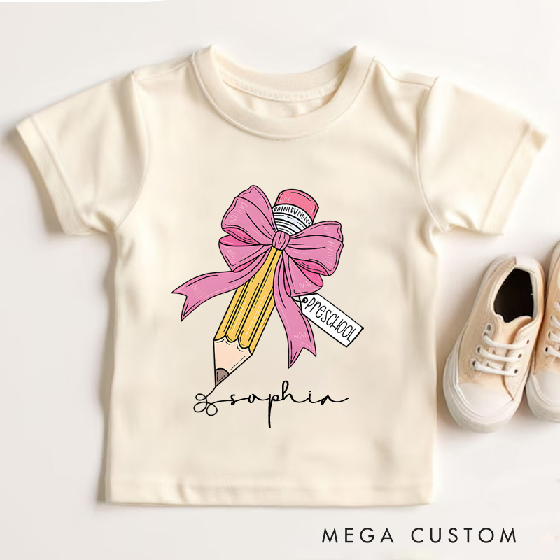 Personalized Girls Back to School Kids T-Shirt First Day of School Tee