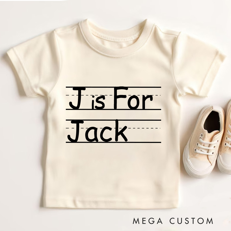Personalized A is for Alphabet Name Shirt First Day of School Tee for Kids Toddler and Youth Back to School Outfit with Name