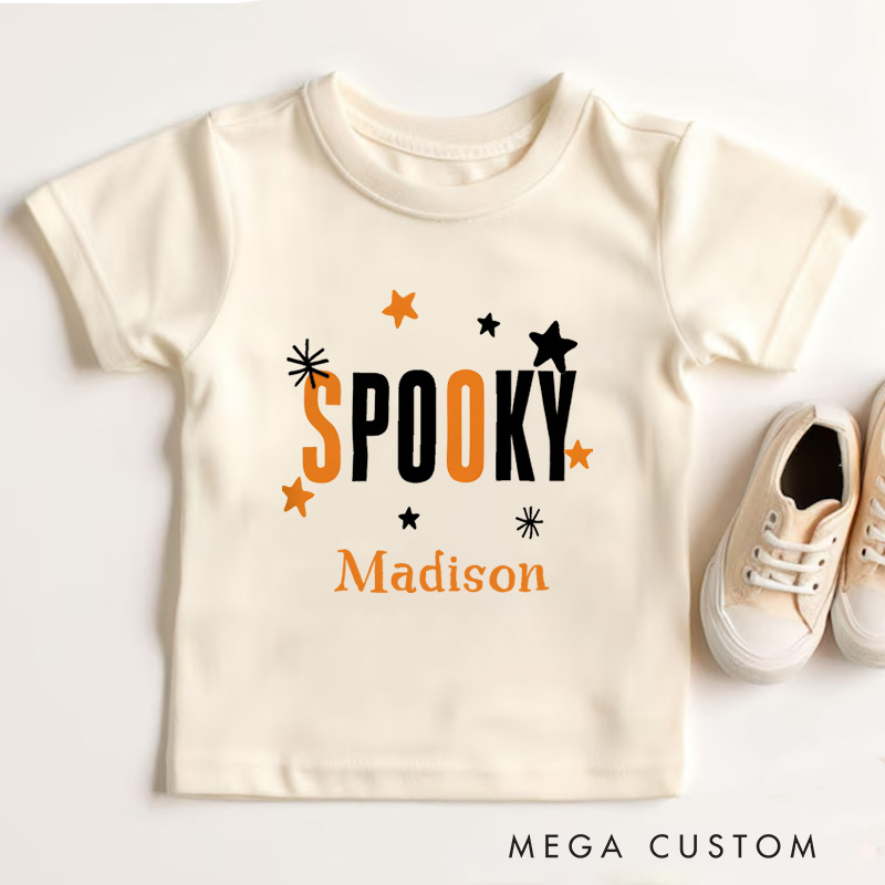 Personalized Spooky Halloween Shirt for Kids Great for Adding a Stylish and Festive Touch to Outfits During Halloween Kids T-Shirt