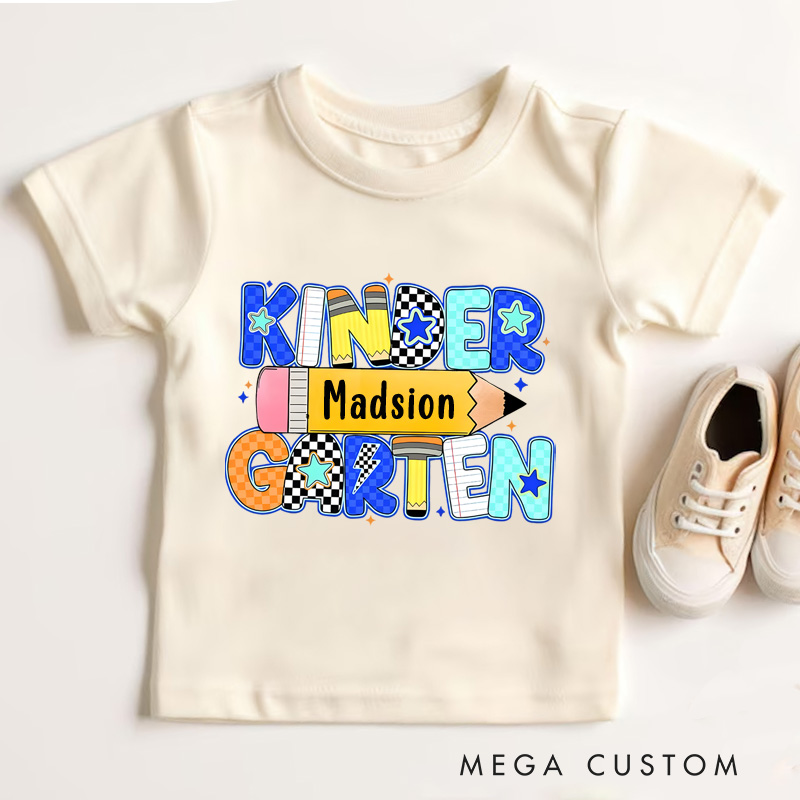 Personalized Retro Back to School T-Shirt Kindergarten First Grade Toddler First Day of School Youth Shirt