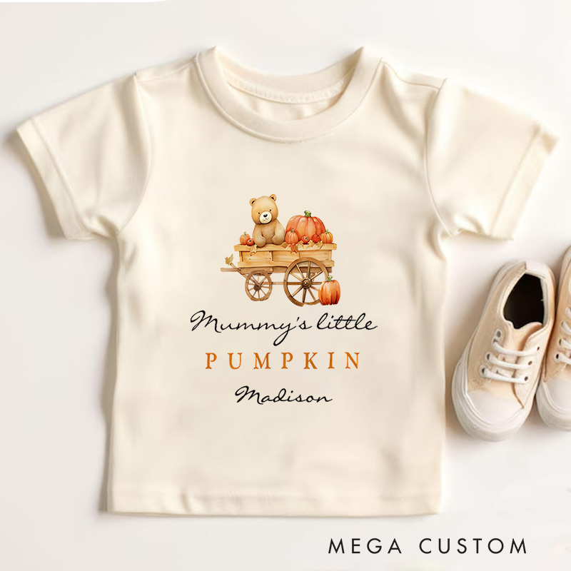 Personalized Mommy’s Little Pumpkin Halloween Shirt for Kids Perfect for Celebrating Festive Family Moments and Fun Kids T-Shirt