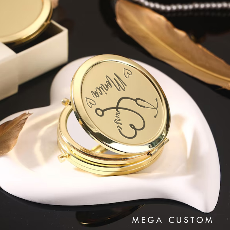 Personalized Nurse Compact Mirror Engraved Compact Mirror Pocket Mirror For Her Nurse Appreciation Gift 