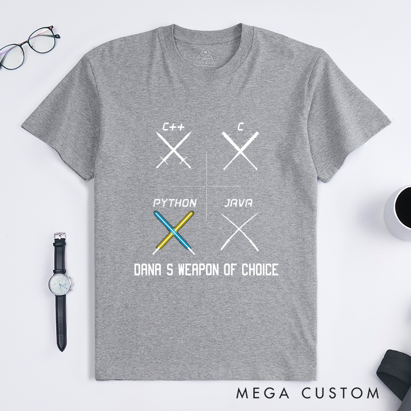 Personalized Select Your Weapon T-Shirt Developers and Technology Enthusiasts Shirt Gift Geek Nerd Programmer
