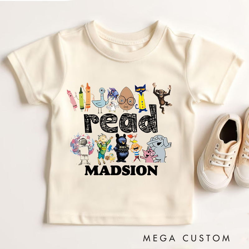 Personalized Read Children Books T-Shirt Kindergarten Gift 