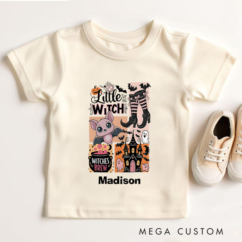 Personalized Little Witch Halloween Shirt for Kids Perfect for Embracing the Spooky Spirit and Halloween Fun Kids T-Shirt