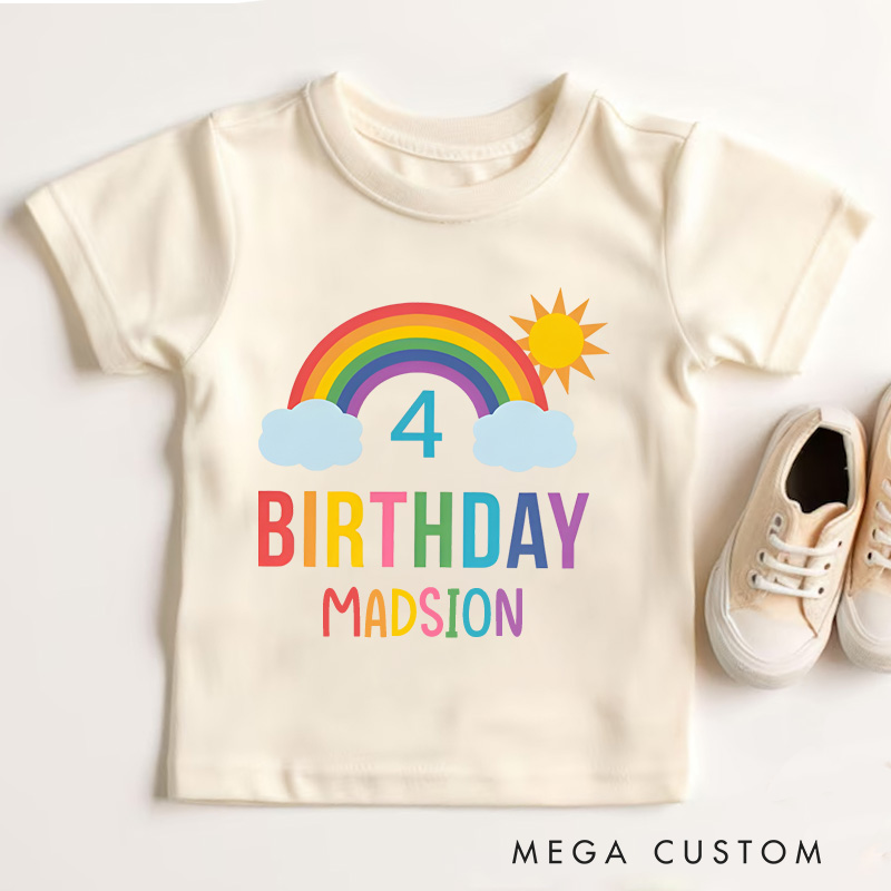 Personalized Modern Rainbow Sky Girls Birthday Party T-Shirt