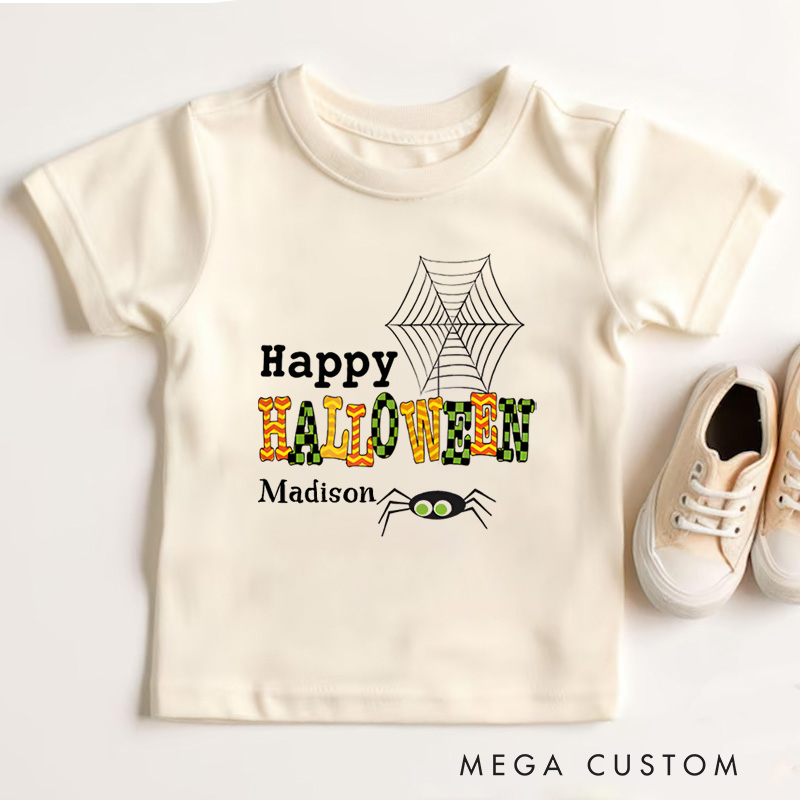 Personalized Happy Halloween Shirt for Kids Perfect for Celebrating Festive Moments and Trick or Treating Fun Kids T-Shirt