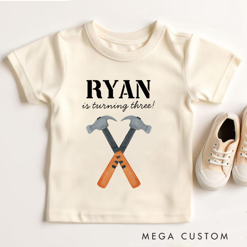 Personalized Boys Construction Builder Birthday Boy T-Shirt