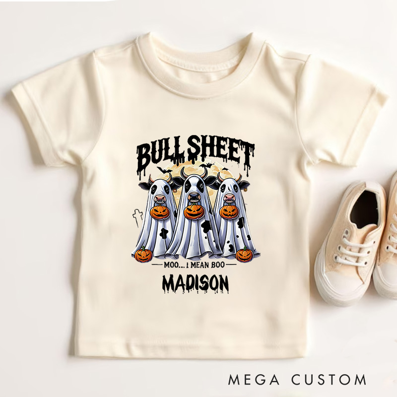 Personalized Bullsheet Halloween Shirt for Kids Perfect for Adding Humor and Festive Fun to Trick or Treating Outfits Kids T-Shirt