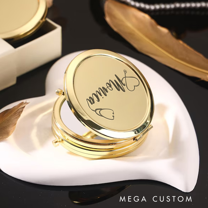 Personalized Nurse Compact Mirror Engraved Compact Mirror Pocket Mirror For Her Nurse Appreciation Gift 