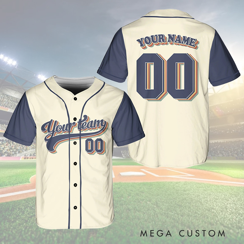 Personalized Two-Tone Baseball Jersey with Retro Style and Custom Details  