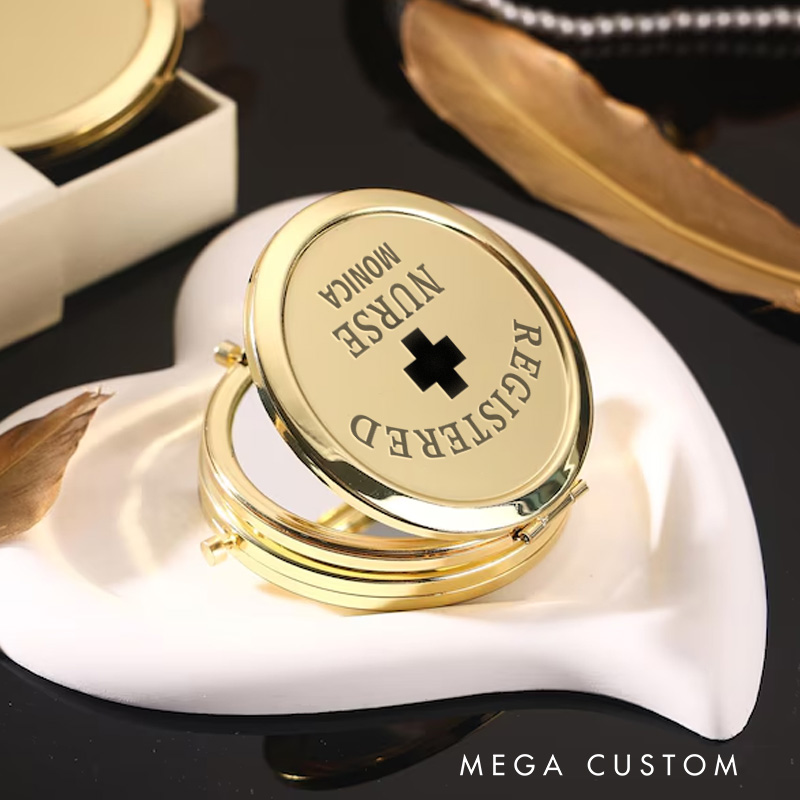 Personalized Nurse Compact Mirror Engraved Compact Mirror Pocket Mirror For Her Nurse Appreciation Gift 