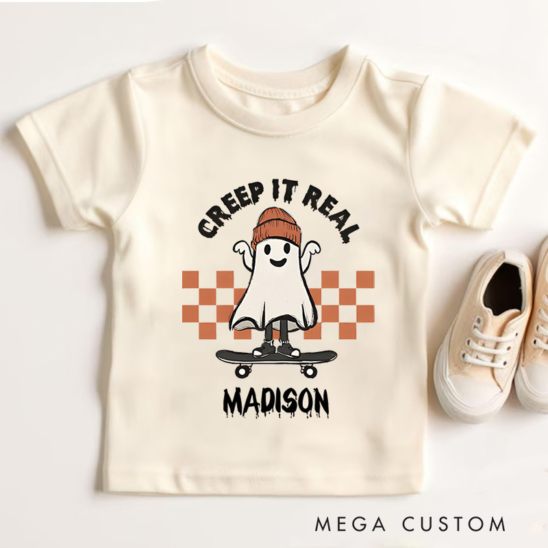 Personalized Creep It Real Halloween Shirt for Kids Perfect for Adding Fun and Festive Vibes During Halloween Kids T-Shirt