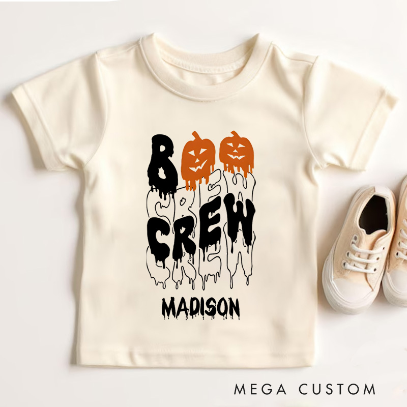 Personalized Boo Crew Halloween Shirt for Kids Perfect for Group Celebrations and Fun During the Halloween Season Kids T-Shirt