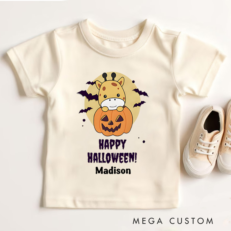 Personalized Happy Halloween Shirt for Kids Perfect for Adding Cheerful and Festive Vibes to Halloween Celebrations Kids T-Shirt