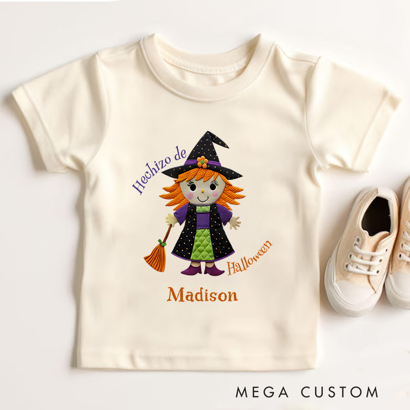 Personalized Little Halloween Witch Shirt for Kids Perfect for Adding a Magical and Festive Touch to Halloween Kids T-Shirt