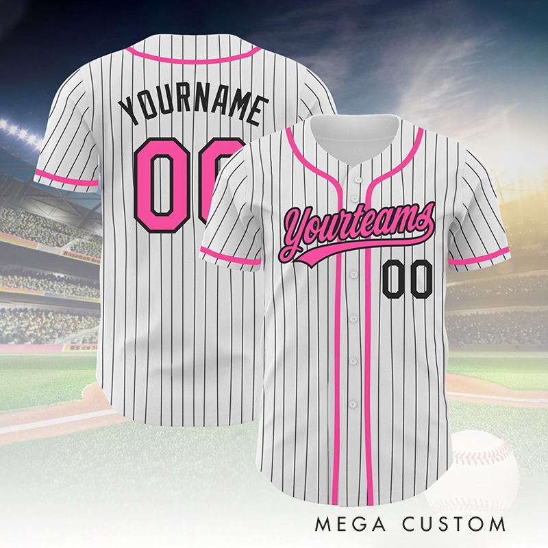 Personalized Striped Baseball Jersey with Custom Team Name and Number 