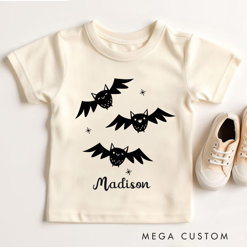 Personalized Bat Halloween Shirt for Kids Perfect for Adding a Playful and Spooky Vibe to Halloween Celebrations Kids T-Shirt