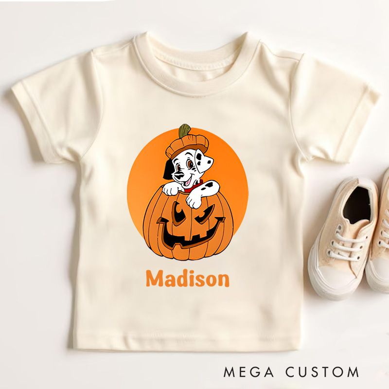 Personalized Ghost in a Pumpkin Halloween Shirt for Kids Perfect for Fun and Playful Celebrations During Halloween Kids T-Shirt