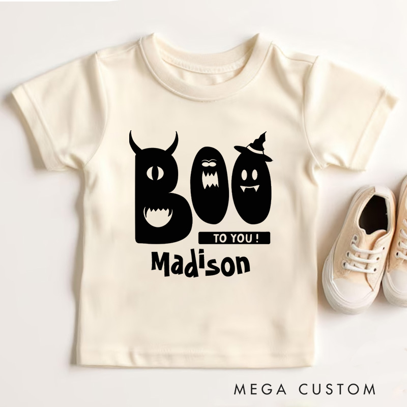 Personalized Boo to You Halloween Shirt for Kids Perfect for Adding a Cute and Spooky Vibe to Festive Outfits Kids T-Shirt