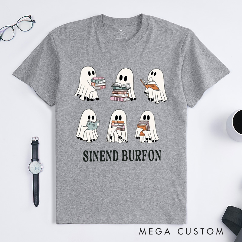 Personalized Cute Ghost Reading Book Halloween Classic T-Shirts Ghost Reading Book Girly Shirt Gift Trendy Bookworm Gifts
