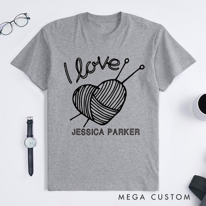 Personalized I Love Knitting Classic T-Shirts Knitting Shirt Gifts for Knitter Grandma Shirt Knitting Lover Shirt Grandma Knit Tee Gift