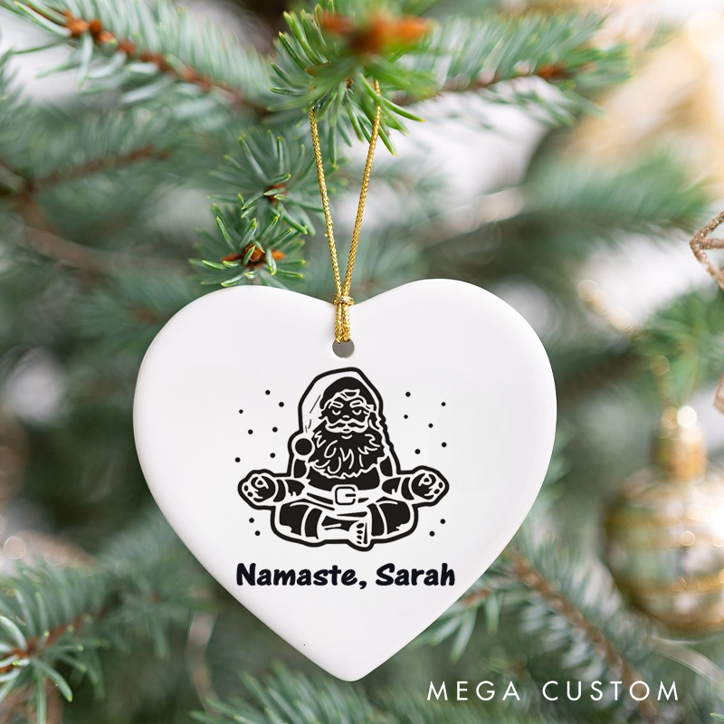 Personalized Christmas Ornament with Namaste Meditating Santa Design Christmas Ornament Gift for Yoga Lover