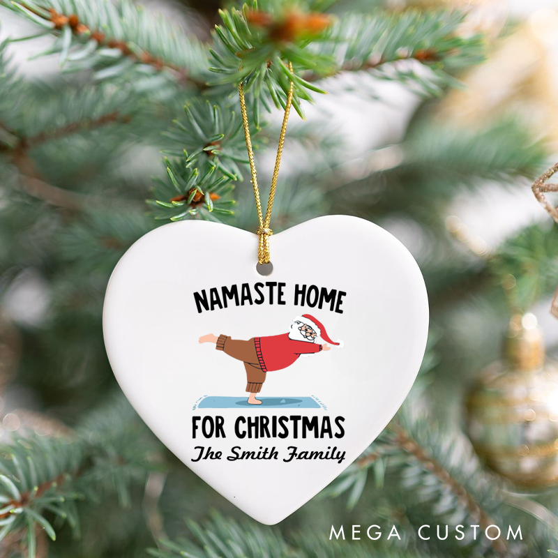 Personalized Christmas Ornament with Namaste Home for Christmas Yoga Santa Design Christmas Ornament Gift for Yoga Lover