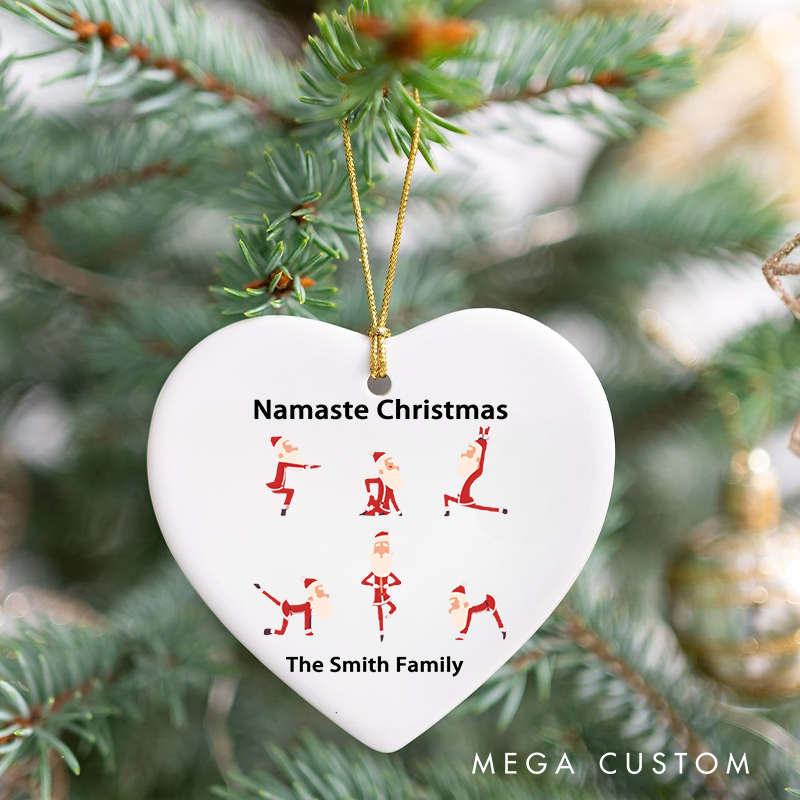 Personalized Christmas Ornament with Namaste Christmas Yoga Santa Design Christmas Ornament Gift for Yoga Lover