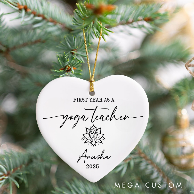 Personalized Christmas Ornament with First Year as a Yoga Teacher Design Christmas Ornament Gift for Yoga Lover