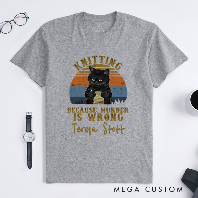 Personalized Knitting Love T-Shirts Funny Knitter T-Shirt Knit Tee Unique Font Shirt