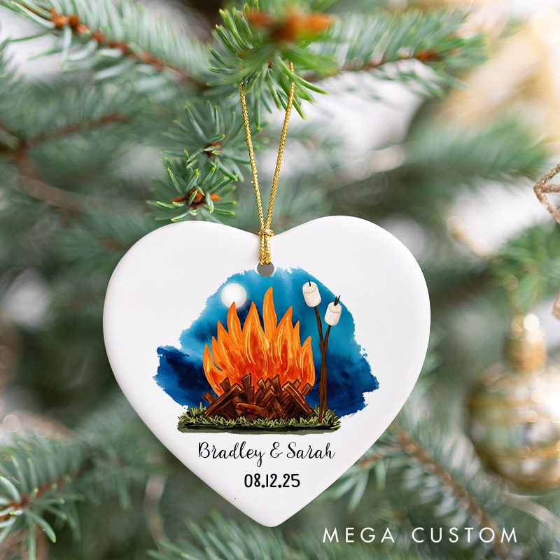 Personalized Cozy Campfire Night Christmas Ornament Outdoor Camping Life Christmas Ornament Gift for Hiking 