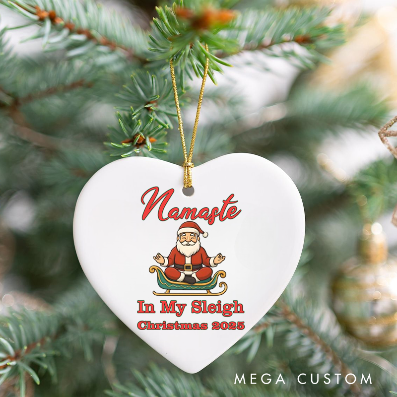 Personalized Christmas Ornament with Namaste in My Sleigh Design Christmas Ornament Gift for Yoga Lover