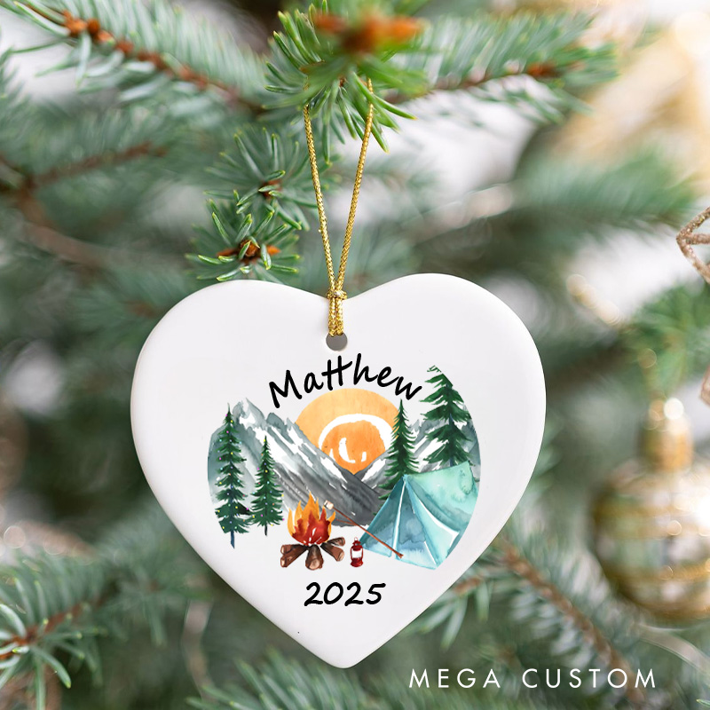 Personalized Camping Adventure Christmas Ornament Outdoor Enthusiasts Christmas Ornament Gift for Hiking Traveling