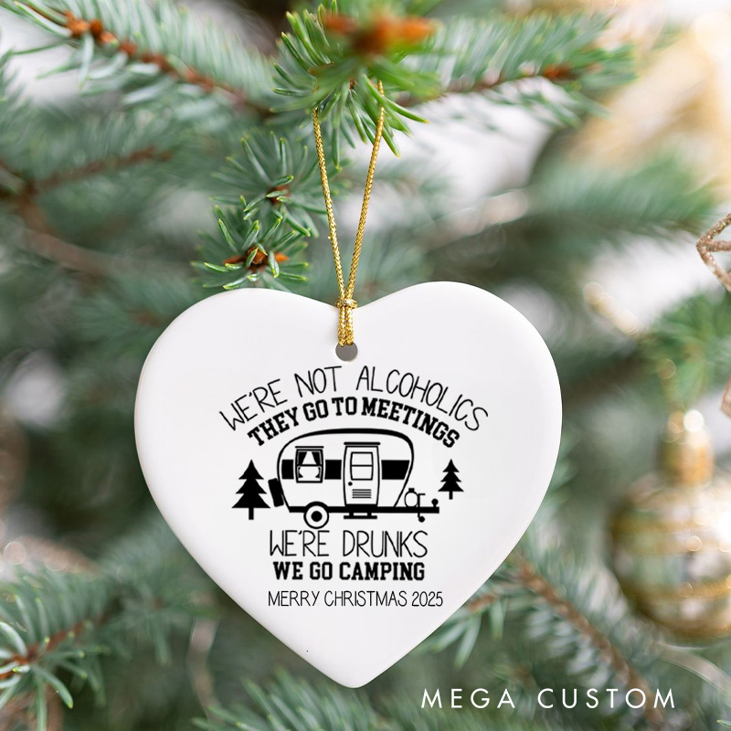 Personalized Not Alcoholics Just Campers Christmas Ornament Outdoor Camping Lover Christmas Ornament Gift for Hiking