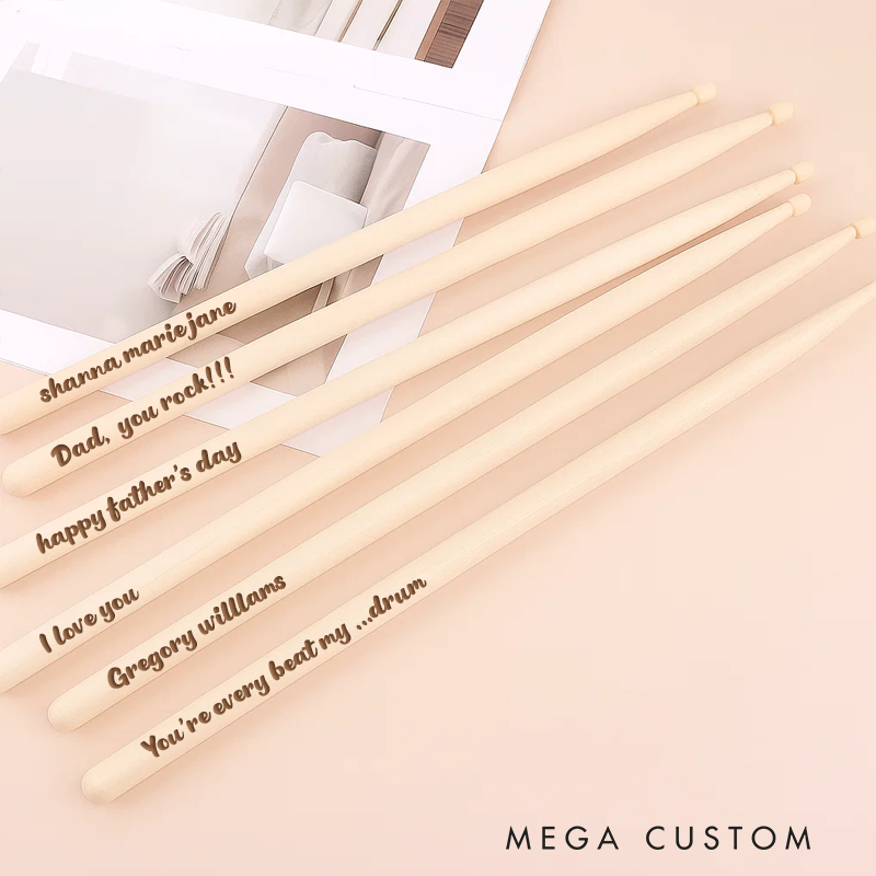 Personalized Drum Sticks and Wooden Custom Text Drumsticks and Drummer Gifts