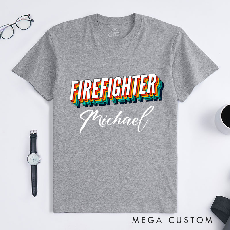 Personalized Firefighter T-Shirts Vibrant Firefighter Fashion Design T-Shirts