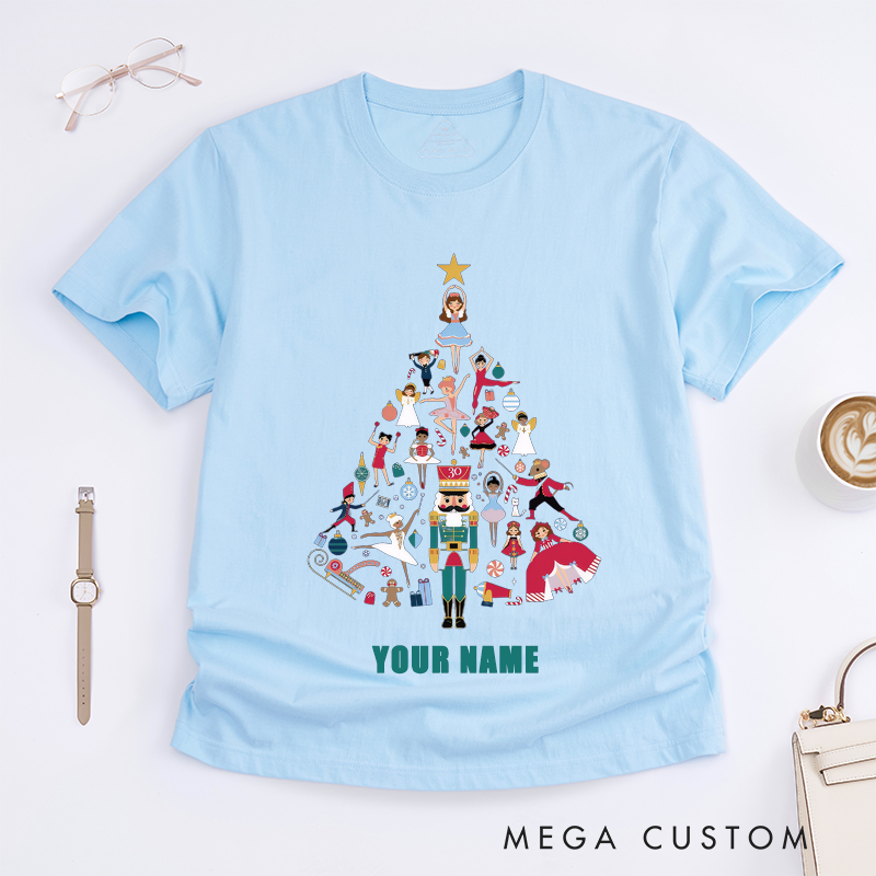 Personalized Ballet Tree T-Shirts Gift Cute Ballet Dancer Custom Name Dance Tee for Women Girls Unique Present Ballet Lover