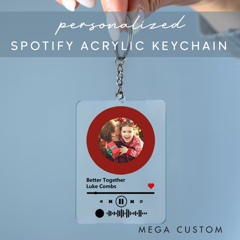 Personalized Photo Keychain and Custom Song Plaque Keychain and Music Acrylic Plaque