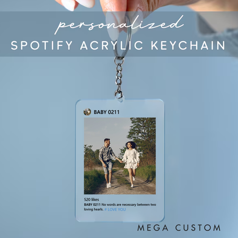 Personalized Keychain and Your Photo and Your Song and Uniquely Yours and Personalized Scannable Music Keychain