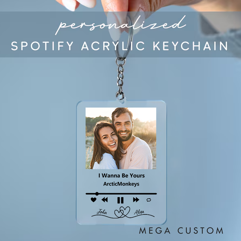 Personalized Keychain and Your Photo and Your Song and Uniquely Yours and Personalized Scannable Music Keychain