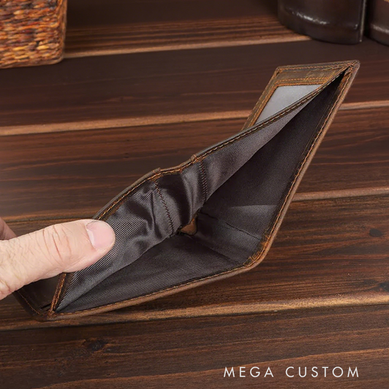 Personalized He Gave Me the Best Leather Bifold Wallet with Name Multi Pocket Christian Baptism Birthday Gift for Christians Confirmation Gift 