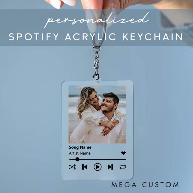 Personalized Photo Keychain and Custom Song Plaque Keychain and Music Acrylic Plaque