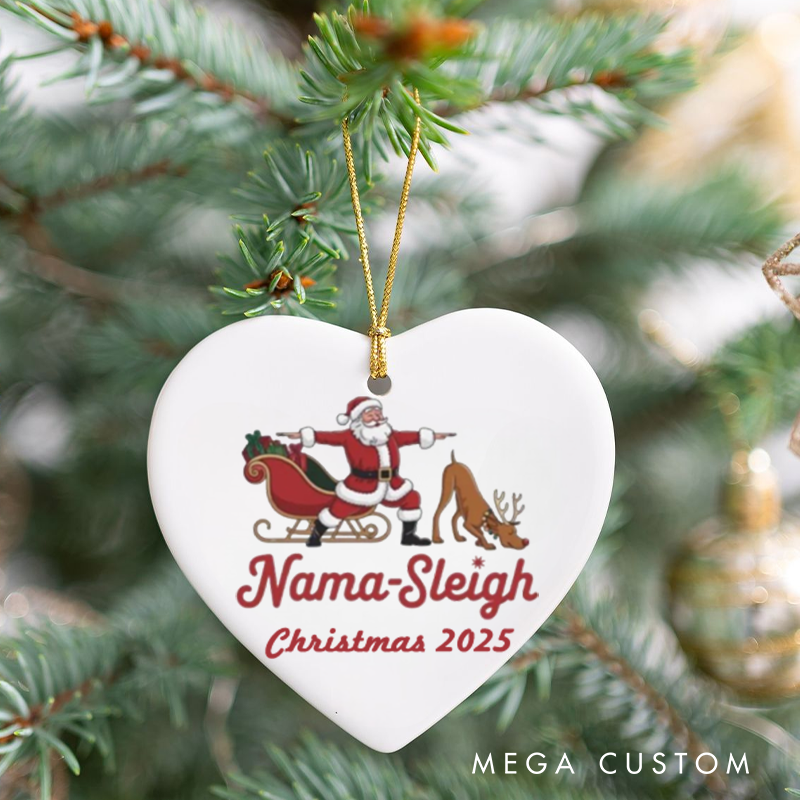 Personalized Christmas Ornament with Funny Nama-Sleigh Santa Design Christmas Ornament Gift for Yoga Lover