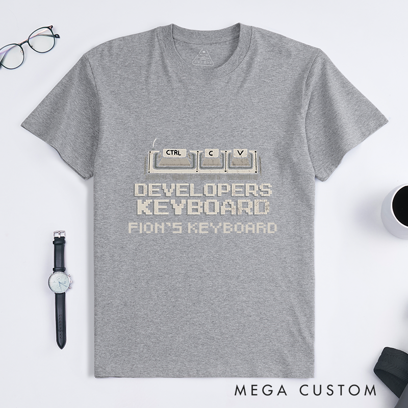 Personalized Developer's Keyboard T-Shirt Ctrl+C Ctrl+V Shirt Programmers Technology Enthusiasts Shirt Gift for Geek Nerd